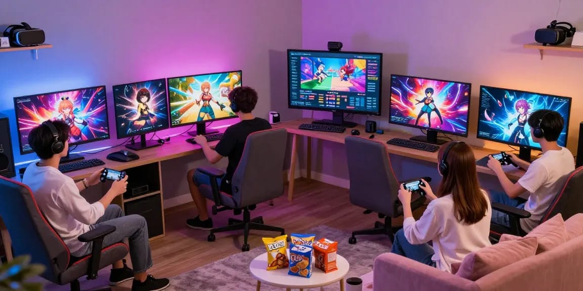 Engaging scene showcasing players enjoying a hentai game in a vibrant gaming environment.