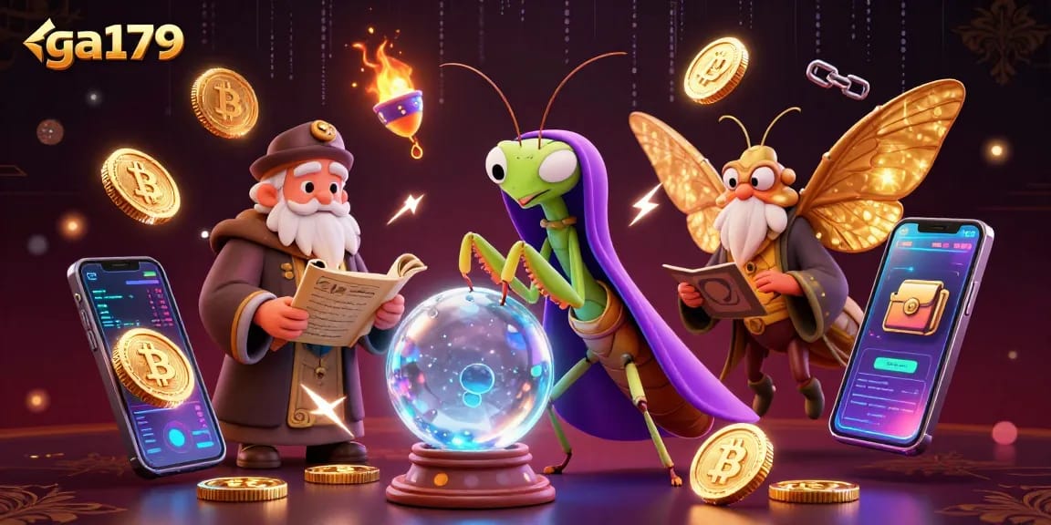 Engage in the ga179 crypto casino adventure with unique fortune teller and vibrant gaming elements.