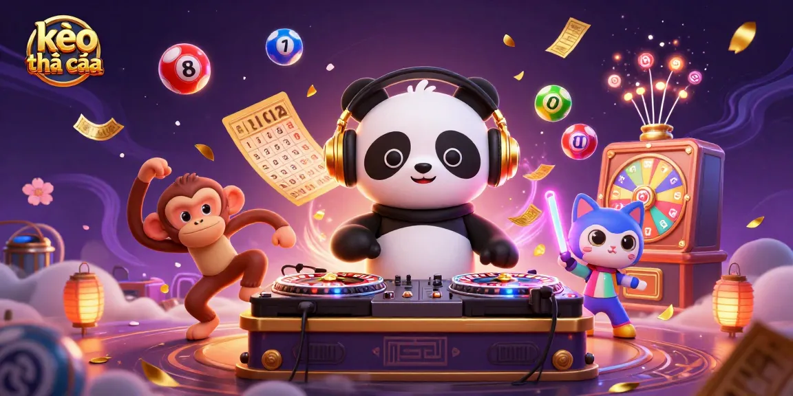 Experience kèo nhà cái with vibrant casino-themed 3D illustration showcasing dynamic characters and elements.