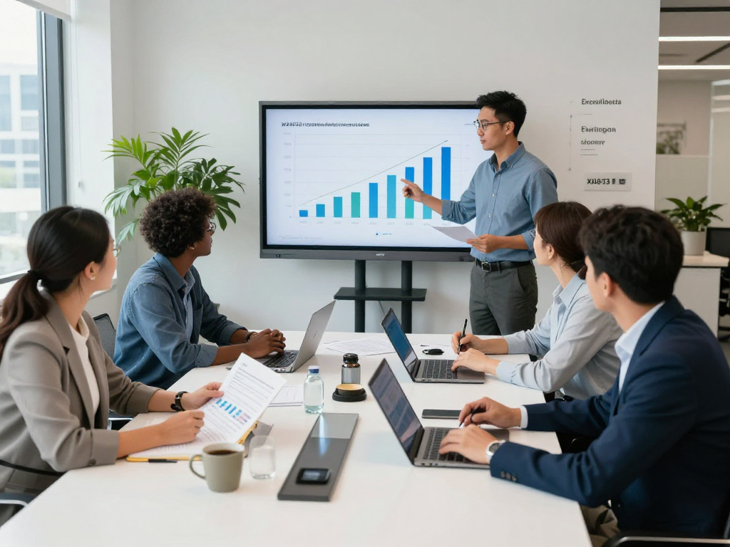 Collaborative business meeting featuring diverse professionals discussing XPAY33 australia strategies in a bright office.