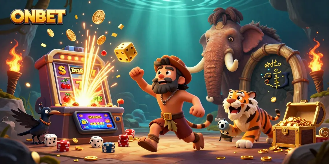 Spin to win at ONBET's prehistoric casino with cavemen, tigers, and dazzling jackpots!