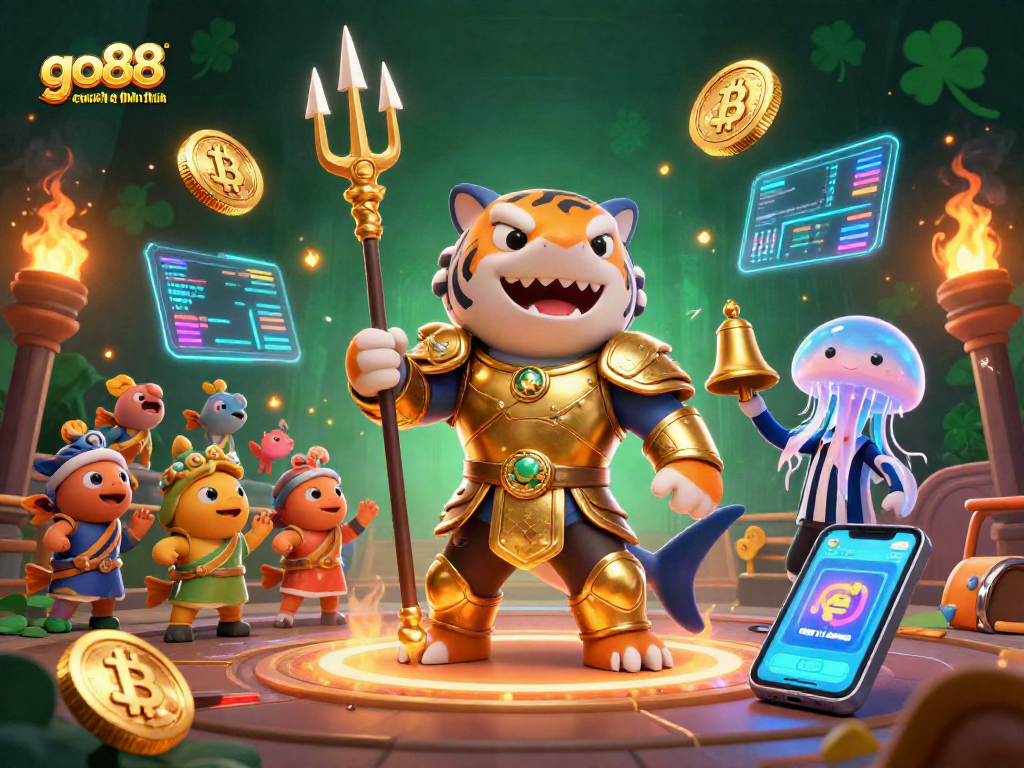 Engage in thrilling gambling with go88 trang chu chinh thuc featuring a shark gladiator in an underwater colosseum.