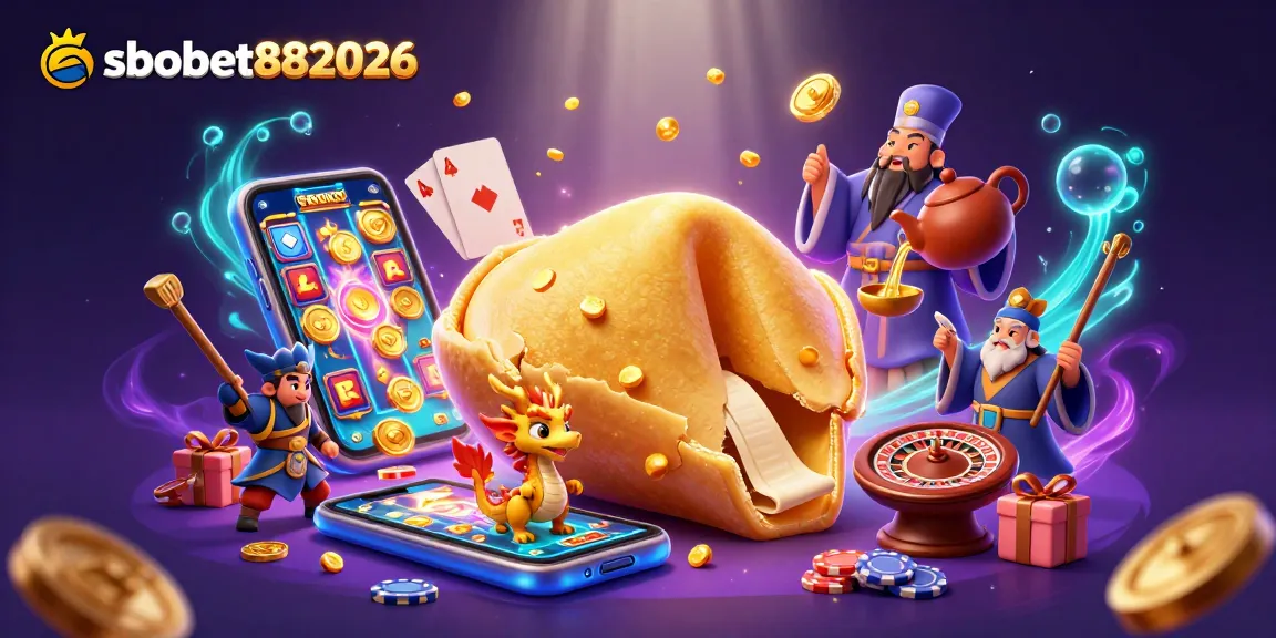 Experience exciting wins with sbobet882026 in this vibrant casino scene full of animated gaming elements.